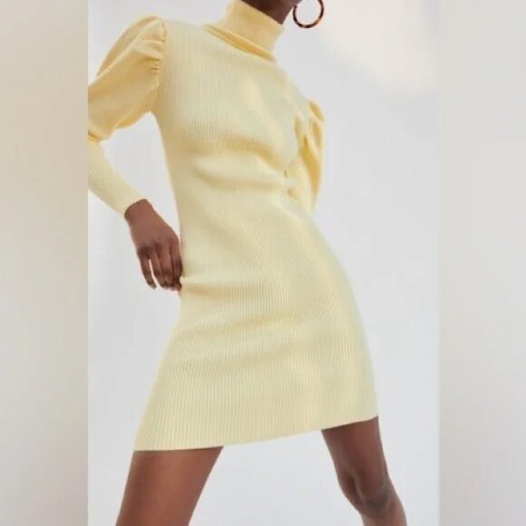 Zara Dresses & Skirts - Zara Ribbed Turtleneck Dress Yellow NWT